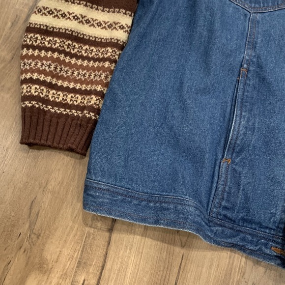 Faded Glory Womens 18W 20W Jean Jacket Vtg 90s Denim‎ Sweater Southwestern Aztec - Picture 4 of 10